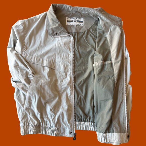 Members Only Microfiber Jacket Men’s XXL Beige Tan Zip Front Classic - Picture 3 of 5